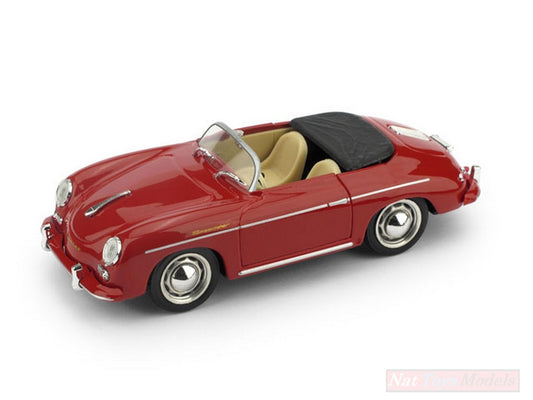 MODELLINO IN SCALA COMPATIBILE CON PORSCHE 356 SPEEDSTER APERTA 1952 SPECIAL COLOR ROSSO RUBINO 1:43 BRUMM BM0117S-05