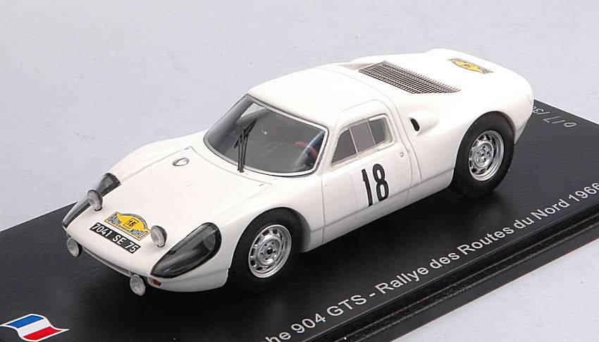 SCALE MODEL COMPATIBLE WITH PORSCHE 904 GTS N.18 RALLY DES ROUTES DU NORD 1966 SCHLESSER 1:43 SPARK MODEL SF166