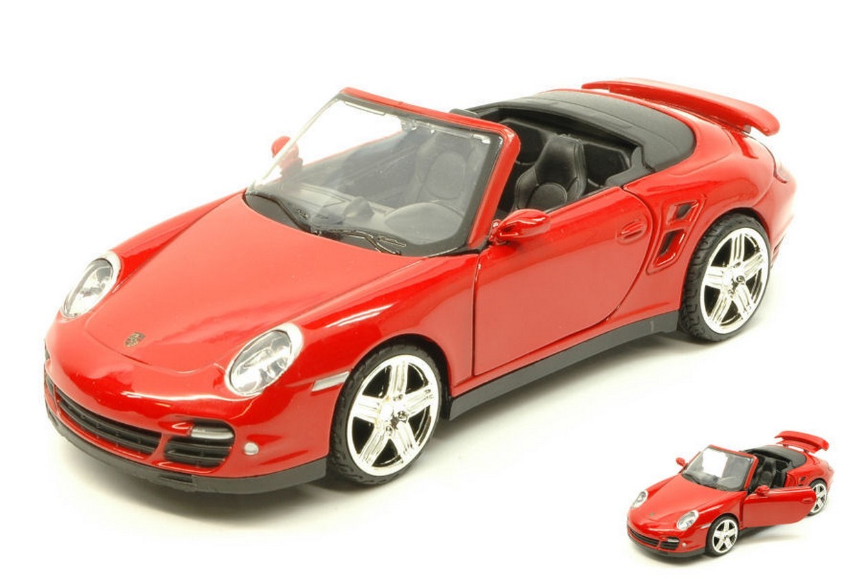 MODELE REDUIT COMPATIBLE AVEC PORSCHE 911 (997) TURBO CABRIO 2005 ROUGE 1:24 MOTORMAX MTM73348RD