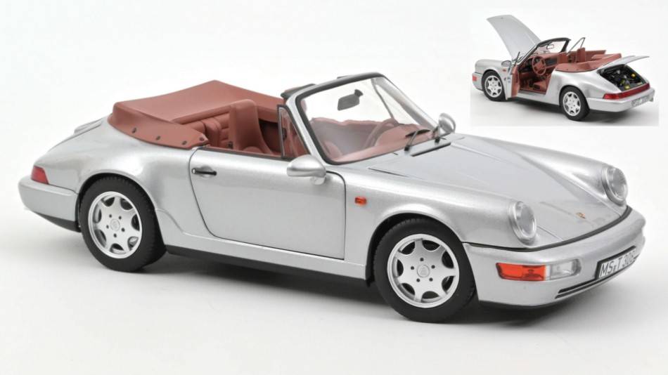 MODELLINO IN SCALA COMPATIBILE CON PORSCHE 911 CARRERA 2 CABRIOLET 1990 SILVER 1:18 NOREV NV187330
