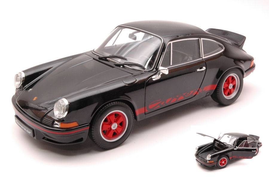 MODELLINO IN SCALA COMPATIBILE CON PORSCHE 911 CARRERA RS 1973 BLACK/RED 1:18 WELLY WE18044BK