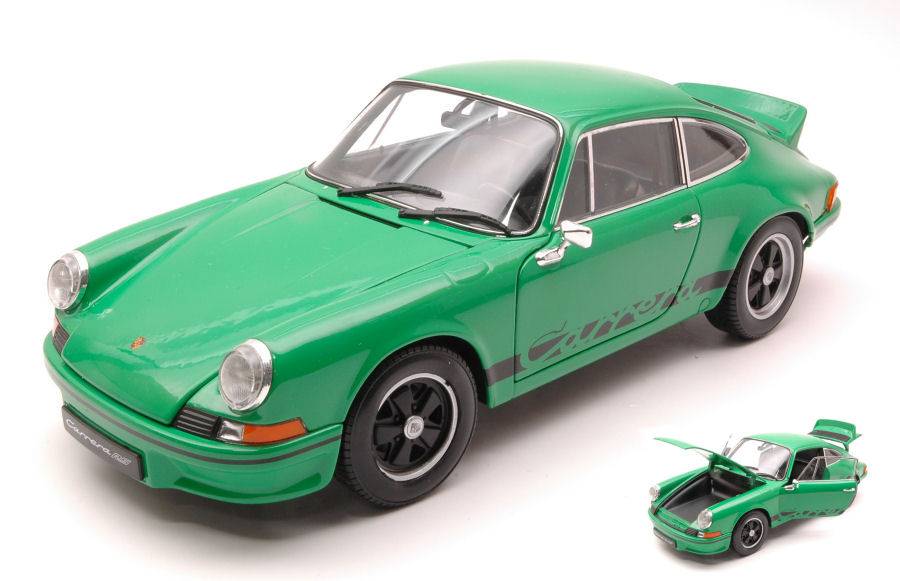 MODELLINO IN SCALA COMPATIBILE CON PORSCHE 911 CARRERA RS 1973 GREEN/BLACK 1:18 WELLY WE18044GR