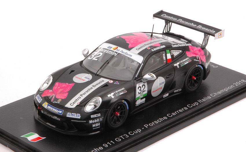 SCALE MODEL COMPATIBLE WITH PORSCHE 911 GT3 N.32 CARRERA CUP ITALIA CHAMPION 2018 G.QUARESMINI 1:43 SPARK MODEL SI008
