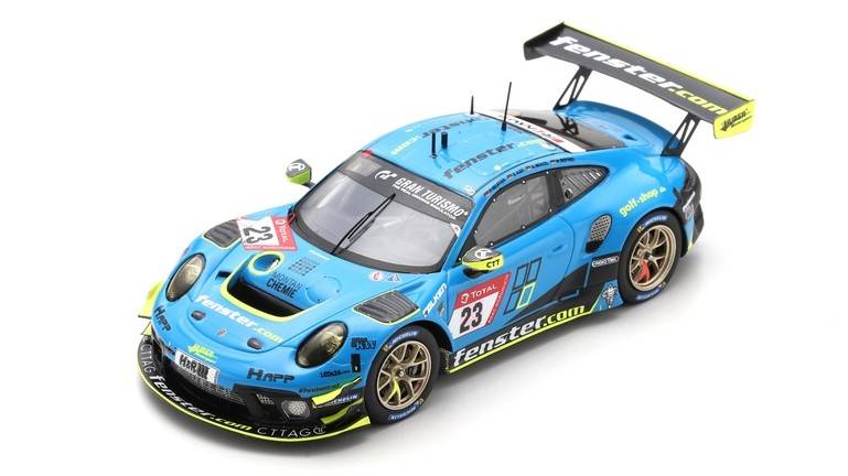 MODELLINO IN SCALA COMPATIBILE CON PORSCHE 911 GT3 R N.23 24 H NURBURGRING 2021 NEUFFER-AUST-MENZEL-SEE 1:43 SPARK MODEL SG757