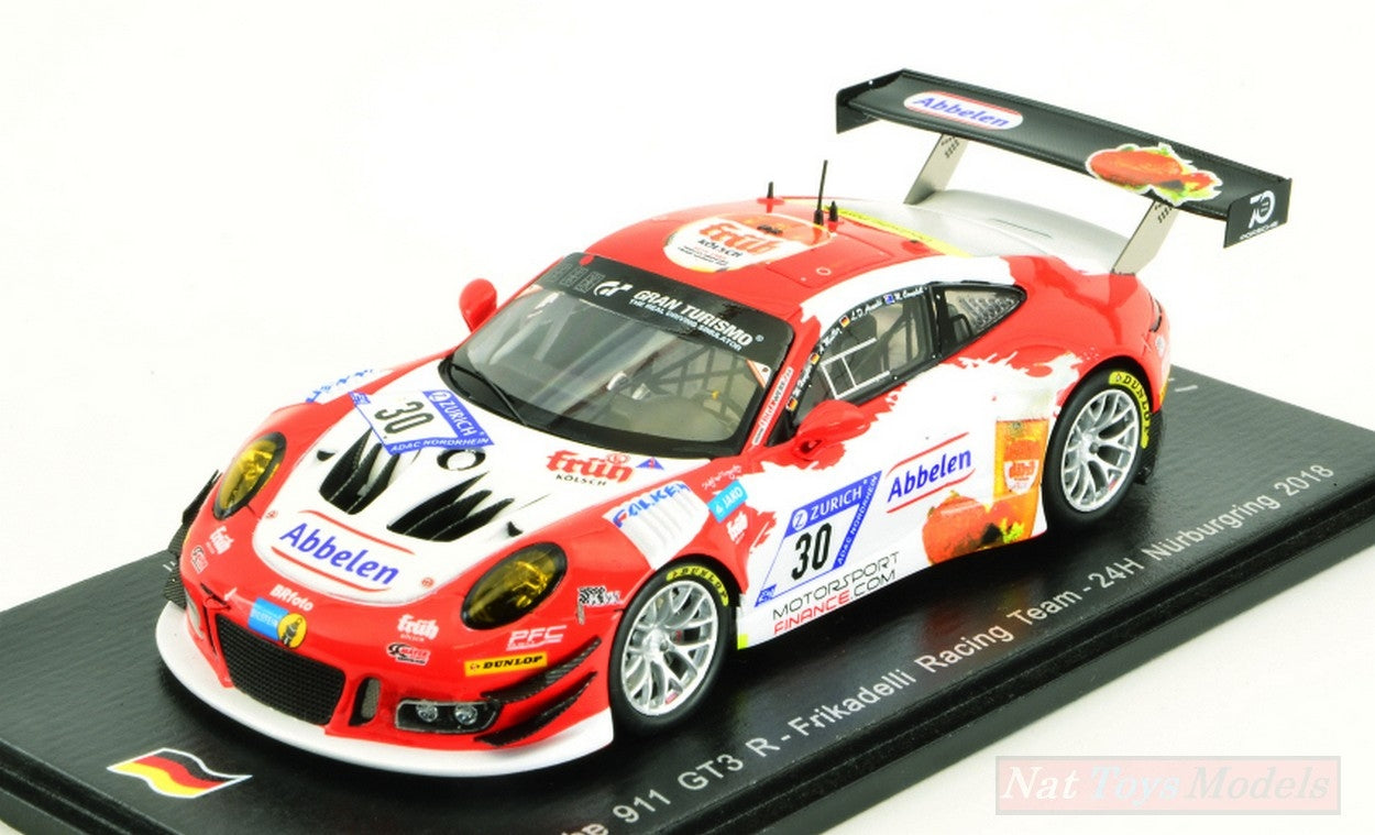 SCALE MODEL COMPATIBLE WITH PORSCHE 911 GT3 R N.30 24 H NURBURGRING 2018 ARNOLD-MULLER-HENZLER-C. SPARK MODEL SG408