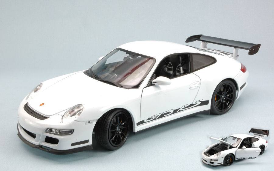 SCALE MODEL COMPATIBLE WITH PORSCHE 911 GT3 RS 2007 WHITE WITH BLACK STRIPS 1:18 WELLY WE8015W