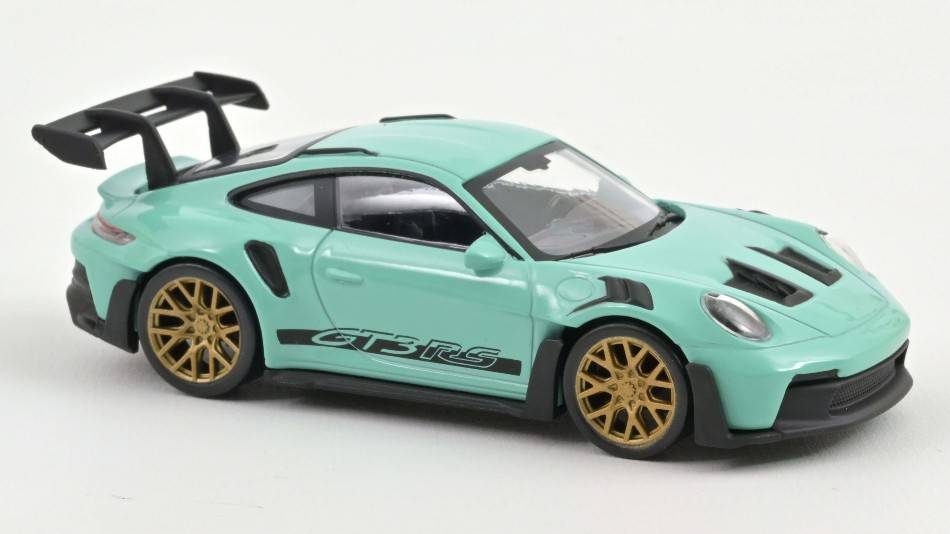 SCALE MODEL COMPATIBLE WITH PORSCHE 911 GT3 RS 2022 MINT GREEN WITH BLACK STICKERS JET CAR 1:43 NOREV NV750045