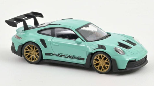 SCALE MODEL COMPATIBLE WITH PORSCHE 911 GT3 RS 2022 MINT GREEN WITH BLACK STICKERS JET CAR 1:43 NOREV NV750045