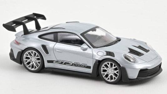 SCALE MODEL COMPATIBLE WITH PORSCHE 911 GT3 RS 2022 SILVER WITH BLACK STICKERS JET CAR 1:43 NOREV NV750046