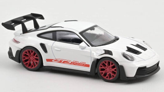 SCALE MODEL COMPATIBLE WITH PORSCHE 911 GT3 RS 2022 WHITE WITH RED STICKERS JET CAR 1:43 NOREV NV750044