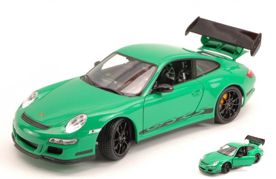 SCALE MODEL COMPATIBLE WITH PORSCHE 911 GTR 3 RS 2007 GREEN WITH BLACK STRIPES 1:18 WELLY WE8015GR