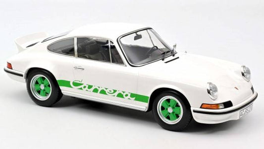 SCALE MODEL COMPATIBLE WITH PORSCHE 911 RS 1973 WHITE W/GREEN STRIPES 1:12 NOREV NV127512