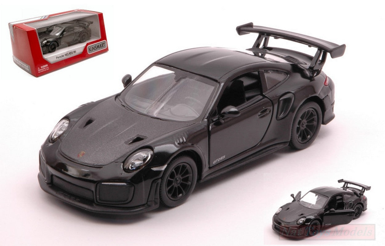 MODELLINO IN SCALA COMPATIBILE CON PORSCHE 911 RS GT2 RS (991) BLACK cm 12 BOX KINSMART KT5408WBK