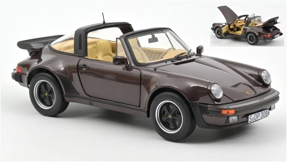 MODELLINO IN SCALA COMPATIBILE CON PORSCHE 911 TURBO TARGA 1987 BROWN METALLIC 1:18 NOREV NV187665