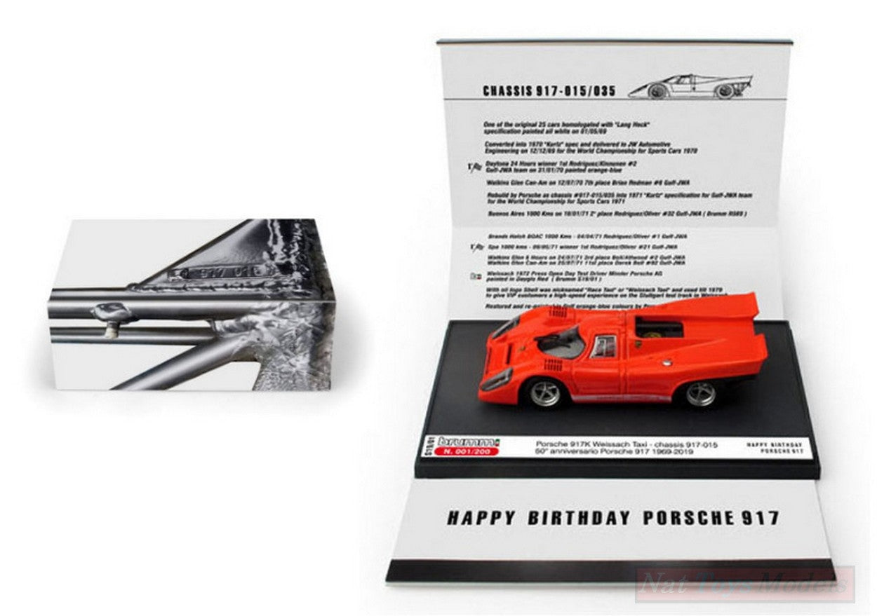SCALE MODEL COMPATIBLE WITH PORSCHE 917K 50th ANNIVERSARY 1969-2019 COLOR FLUO.ED.LIM.PCS 200 1:43 BRUMM BMS1901