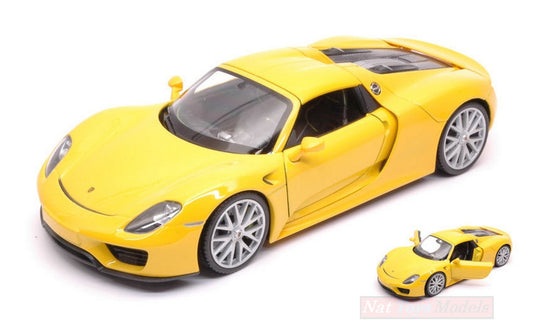 SCALE MODEL COMPATIBLE WITH PORSCHE 918 SPYDER HARD TOP 2013 YELLOW 1:24 WELLY WE24055H-YE