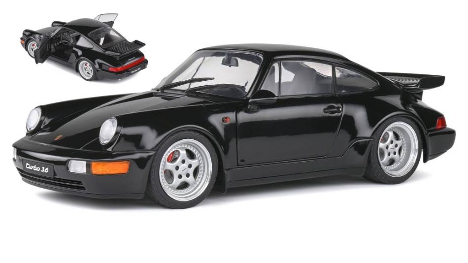 SCALE MODEL COMPATIBLE WITH PORSCHE 964 (964) 3.6 TURBO 1993 BLACK 1:18 SOLID SL1803404