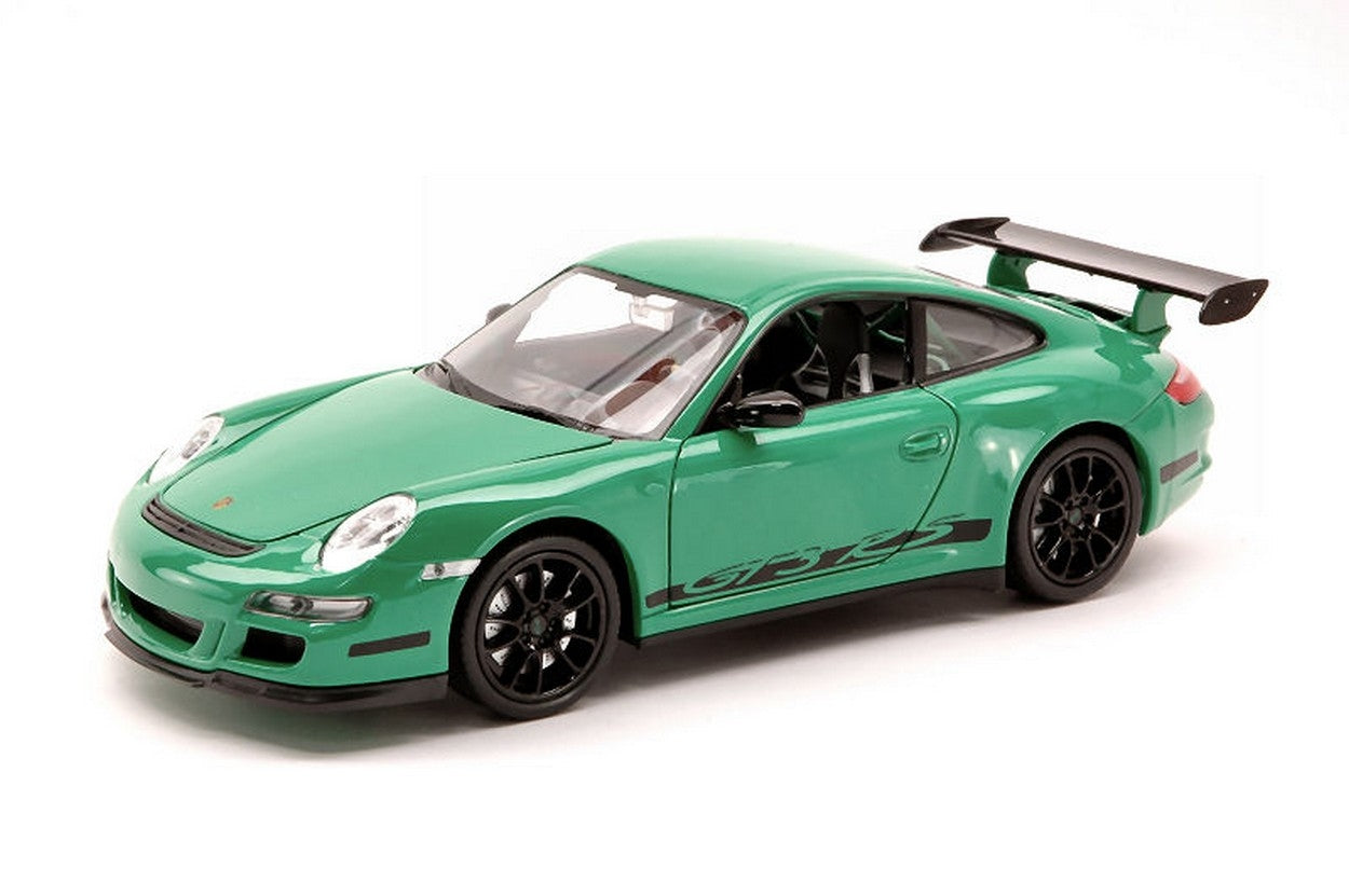 SCALE MODEL COMPATIBLE WITH PORSCHE 991 (997) GT 3 RS 2006 GREEN W/BLACK STRIPES 1:24 WELLY WE2043