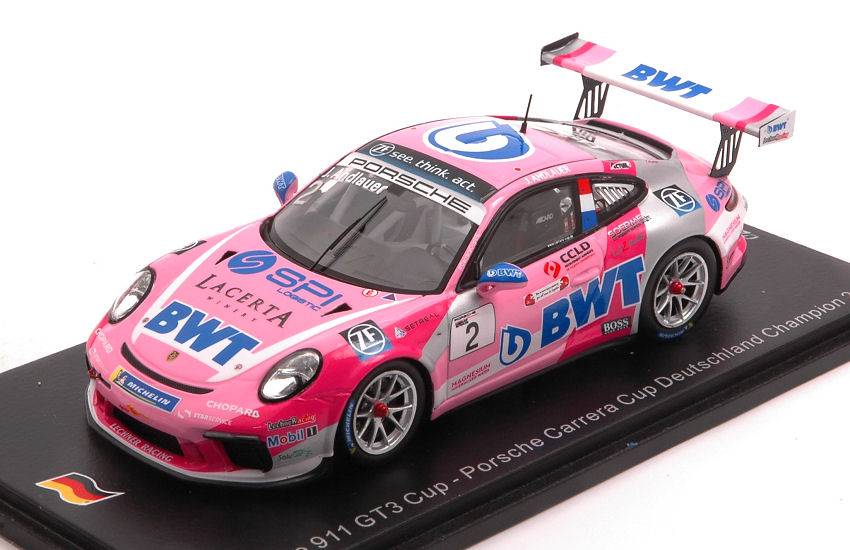 SCALE MODEL COMPATIBLE WITH PORSCHE CARRERA CUP DEUTSCHLAND N.2 CHAMPION 2019 J.ANDLAUER 1:43 SPARK MODEL SG428