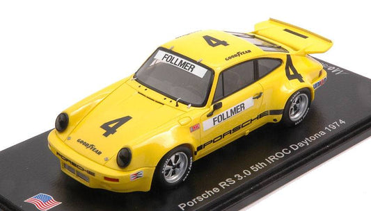 SCALE MODEL COMPATIBLE WITH PORSCHE RS 3.0 N.4 5th IROC DAYTONA 1974 GEORGE FOLLMER 1:43 SPARK MODEL US145
