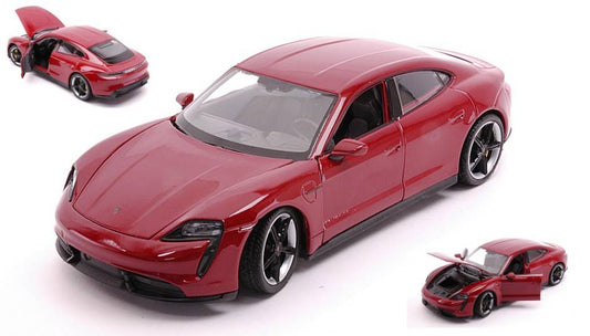 SCALE MODEL COMPATIBLE WITH PORSCHE TAYCAN TURBO S DARK RED 1:24 WELLY WE24107R