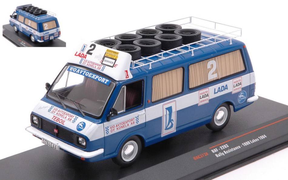 SCALE MODEL COMPATIBLE WITH RAF 2203 TALBOT SPORT RALLY SERVICE 100 LAKES 1984 RACK AND WHEELS 1:43 IXO MODEL RAC373X