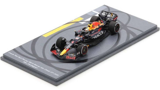 SCALE MODEL COMPATIBLE WITH RED BULL MAX VERSTAPPEN 2022 N.1 WINNER ABU DHABI GP (W/TIRE MARKS)1:43 SPARK MODEL S8553