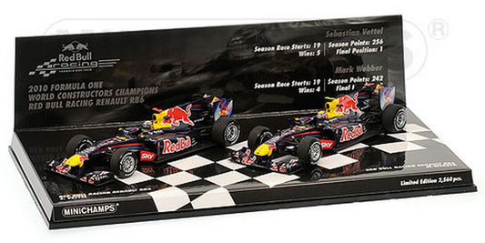 SCALE MODEL COMPATIBLE WITH RED BULL SET F1 CONSTRUCTORS CHAMPIONS 2010 PCS 2 VETTEL/WEBBER 1:43 MINICHAMPS PM412100506