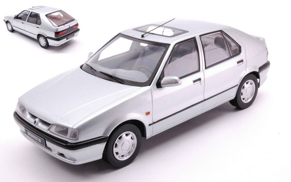 SCALE MODEL COMPATIBLE WITH RENAULT 19 1994 SILVER METALLIC 1:18 TRIPLE 9 T9-1800453