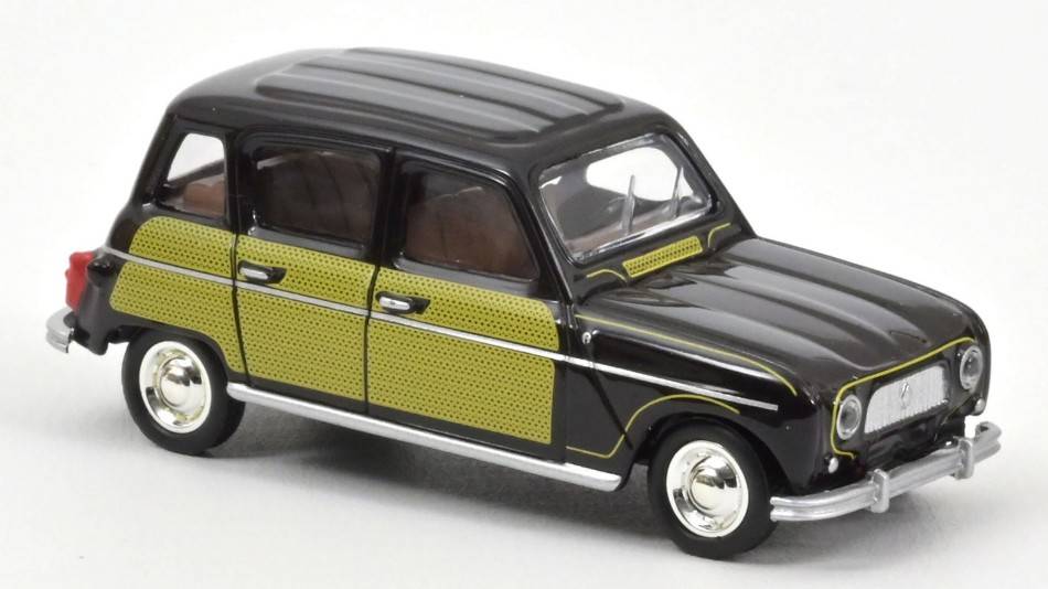 MODELLINO IN SCALA COMPATIBILE CON RENAULT 4 PARISIENNE 1963 BLACK & YELLOW 1:64 NOREV NV310938
