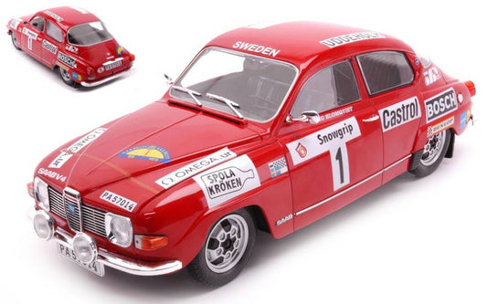 MODÈLE RÉDUIT COMPATIBLE AVEC SAAB 96 V4 N.1 RALLYE DE SUÈDE 1973 BLOMQVIST/HERTZ 1:18
 MODÈLE IXO 18RMC086A