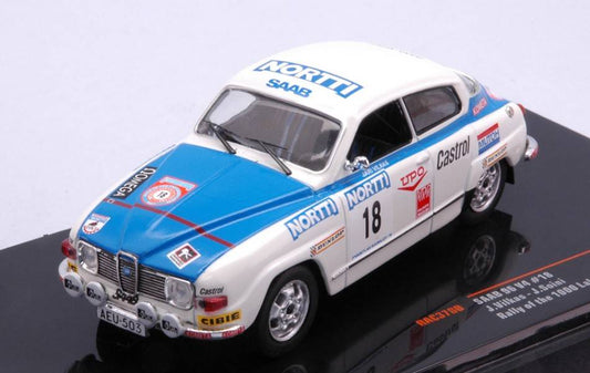 MODÈLE RÉDUIT COMPATIBLE AVEC SAAB 96 V4 N.18 RALLYE DES 1000 LACS 1976
 VILKAS/SOINI 1:43 IXO MODÈLE RAC378B