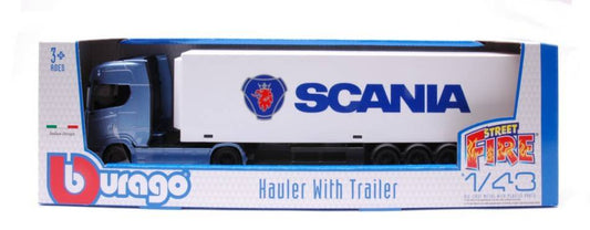 MODÈLE RÉDUIT COMPATIBLE AVEC SCANIA S730 HIGHLINE CAB + CONTENEUR "SCANIA" 1:43 BURAGO BU31468BU