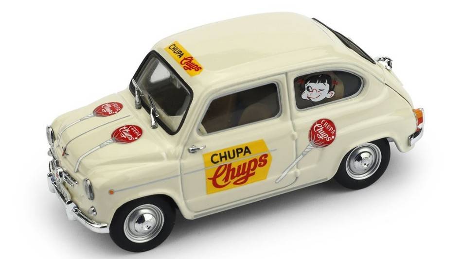 SCALE MODEL COMPATIBLE WITH SEAT 600D COMMERCIAL CHUPA CHUPS 1960 1:43 BRUMM BM0637