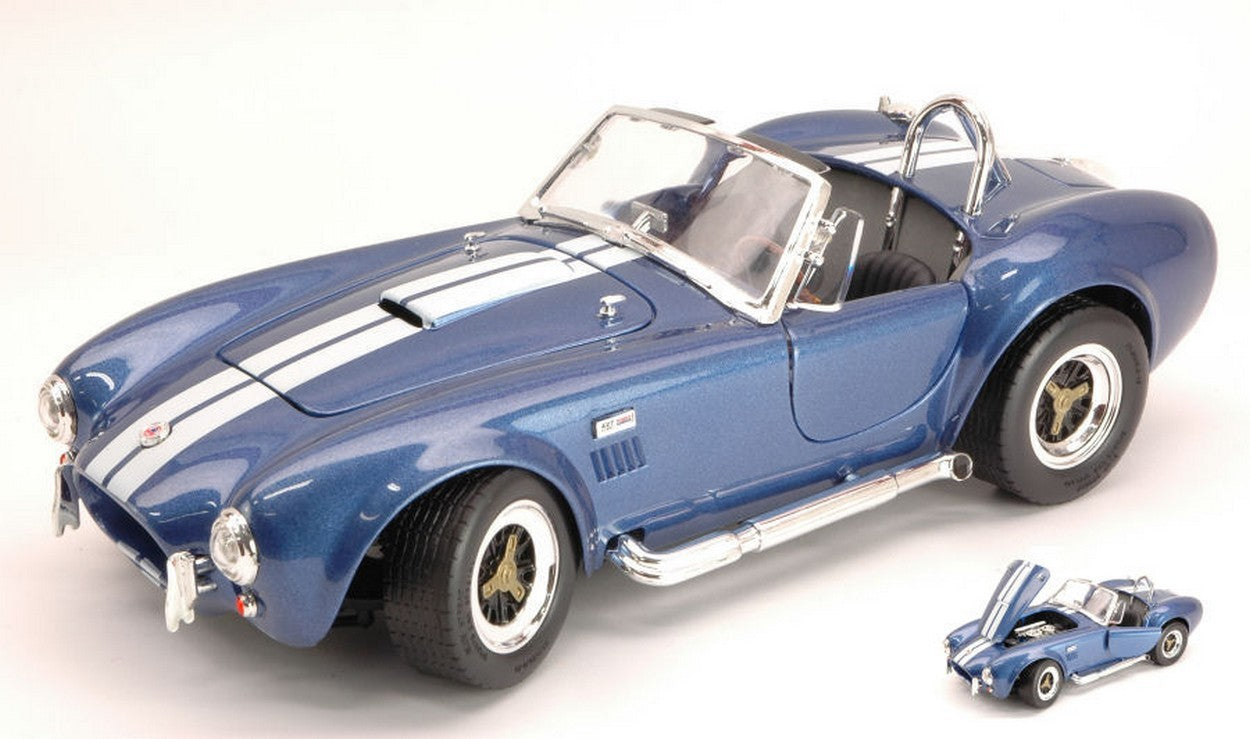 MODELLINO IN SCALA COMPATIBILE CON SHELBY COBRA 427 S/C 1964 BLUE/WHITE 1:18 LUCKY YM92058MB