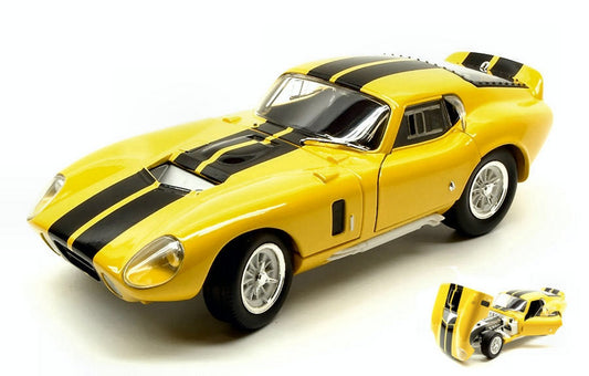 SCALE MODEL COMPATIBLE WITH SHELBY COBRA DAYTONA COUPE' 1965 YELLOW W/BLACK STRIPES 1:18 LUCKY YM92408YL