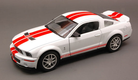 SCALE MODEL COMPATIBLE WITH SHELBY GT 500 2007 WHITE W/RED STRIPES 1:24 YAT MING YM24208W
