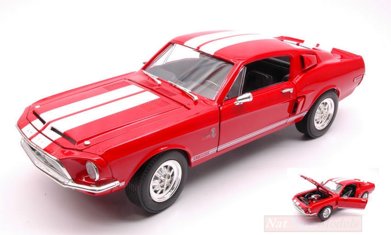 MODELLINO IN SCALA COMPATIBILE CON SHELBY GT 500 KR 1968 RED 1:18 YAT MING YM92168R