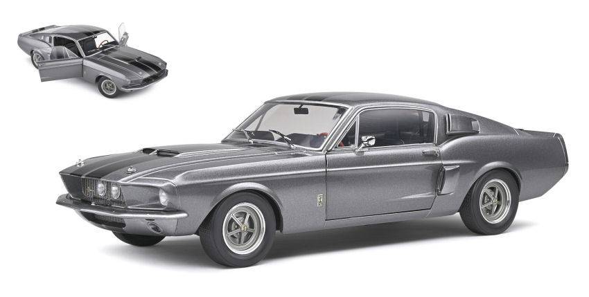 MODÈLE RÉDUIT COMPATIBLE AVEC SHELBY GT500 1967 RAYURES GRISES ET NOIRES 1:18 SOLID SL1802905