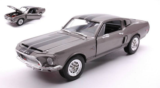 SCALE MODEL COMPATIBLE WITH SHELBY MUSTANG GT-500KR TUNGSTEN GRAY WITH BLACK STRIPES 1:18 LUCKY DIE CAST LDC92168GY