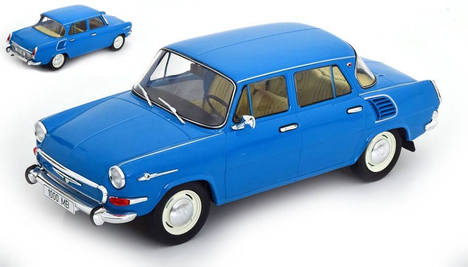 MODELLINO IN SCALA COMPATIBILE CON SKODA 1000 MB 1964 BLUE 1:18 MODELCARGROUP MCG18276