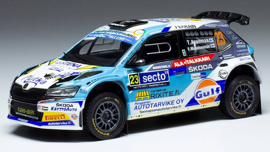 MODELLINO IN SCALA COMPATIBILE CON SKODA FABIA RALLY2 EVO N.23 RALLY FINLAND 2022 ASUNMAA/MANNISENMAKI 1:43 IXO MODEL RAM867