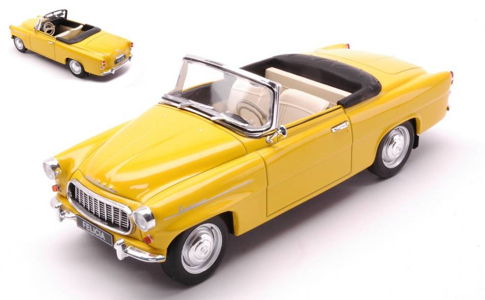 SCALE MODEL COMPATIBLE WITH SKODA FELICIA CONVERTIBLE YELLOW 1:24 WHITEBOX WB124118