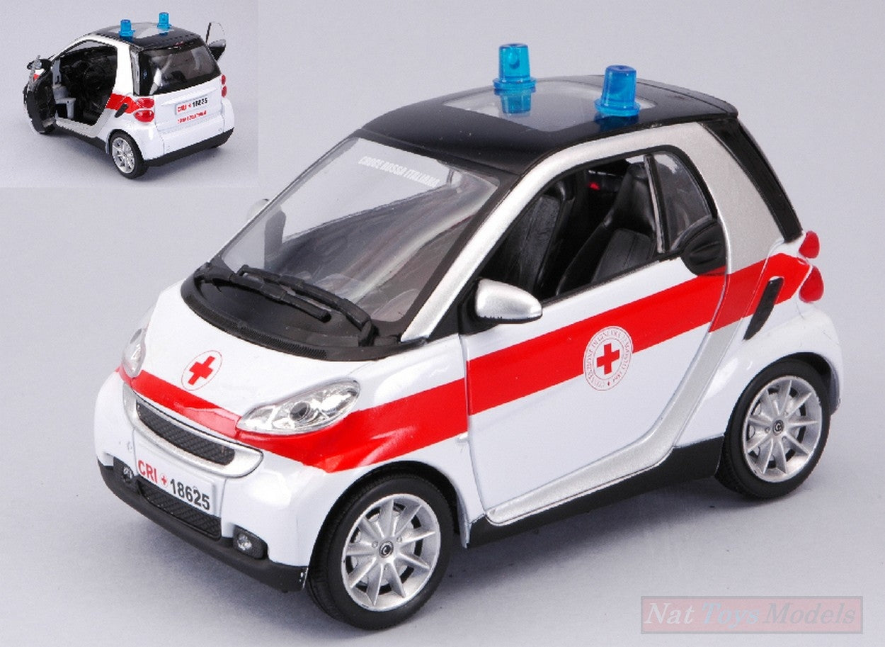 SCALE MODEL COMPATIBLE WITH SMART FORTWO ITALIAN RED CROSS 1:24 NEW RAY NY71443