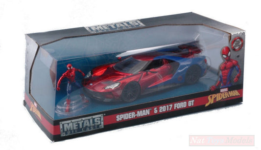 MODELE REDUIT COMPATIBLE AVEC SPIDERMAN FORD GT 2017 W/SPIDERMAN FIGURE 1:24 JADA TOYS JADA99725