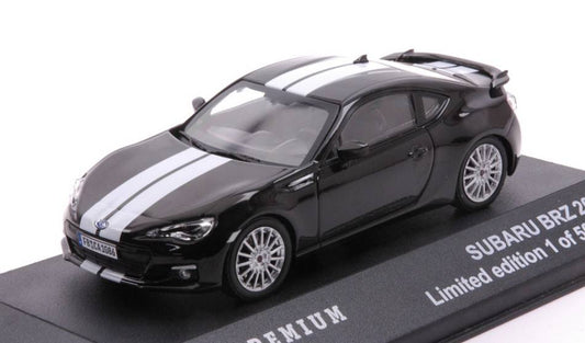 MODELE REDUIT COMPATIBLE AVEC SUBARU BRZ 2013 NOIR AVEC LIGNES BLANCHES 1:43 TRIPLE 9 T9P-10023