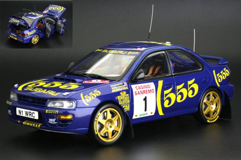 SCALE MODEL COMPATIBLE WITH SUBARU IMPREZA 555 N.1 WINNER SAN REMO 1996 MCRAE/DEREK RINGER 1:18 SUNSTAR SS5524