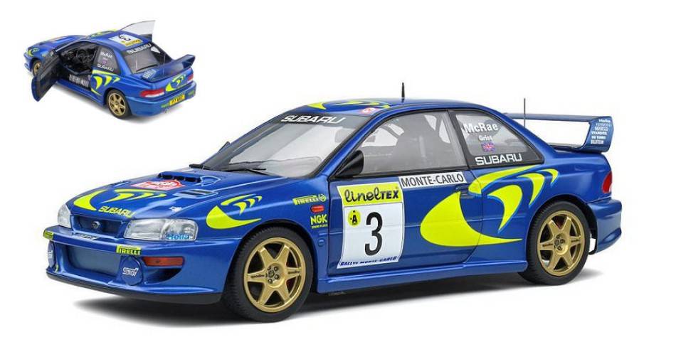 MODÈLE RÉDUIT COMPATIBLE AVEC SUBARU IMPREZA WRC N.3 RALLYE MONTE CARLO 1998 MCRAE/GRIST 1:18 SOLID SL1807402