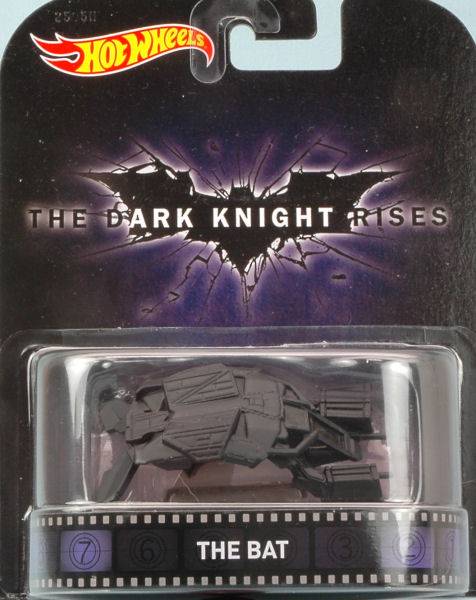 MODELLINO IN SCALA COMPATIBILE CON THE DARK KNIGHT RISES "THE BAT" cm 7 HOT WHEELS HWCFR19