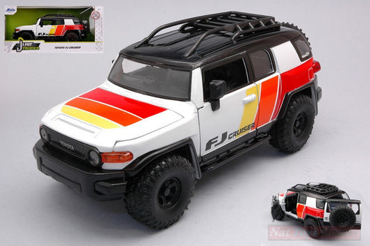 SCALE MODEL COMPATIBLE WITH TOYOTA FJ CRUISER 2007 WHITE/RED/YELLOW 1:24 JADA TOYS JADA31596